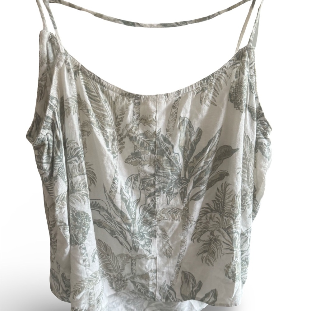 H&M Leaf Print Camisole in White and sage green